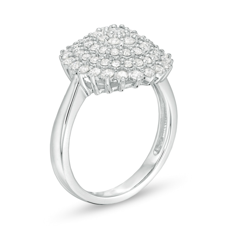 Main Image 3 of 1 CT. T.W. Composite Diamond Sunburst Ring in 10K White Gold