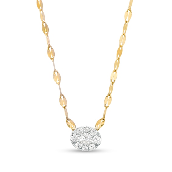 1/5 CT. T.w. Composite Diamond Oval Frame Necklace in 10K Gold