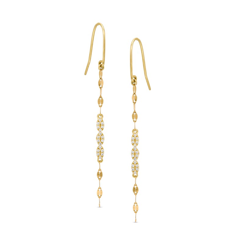 Main Image 1 of 1/6 CT. T.W. Diamond Chain Drop Earrings in 10K Gold