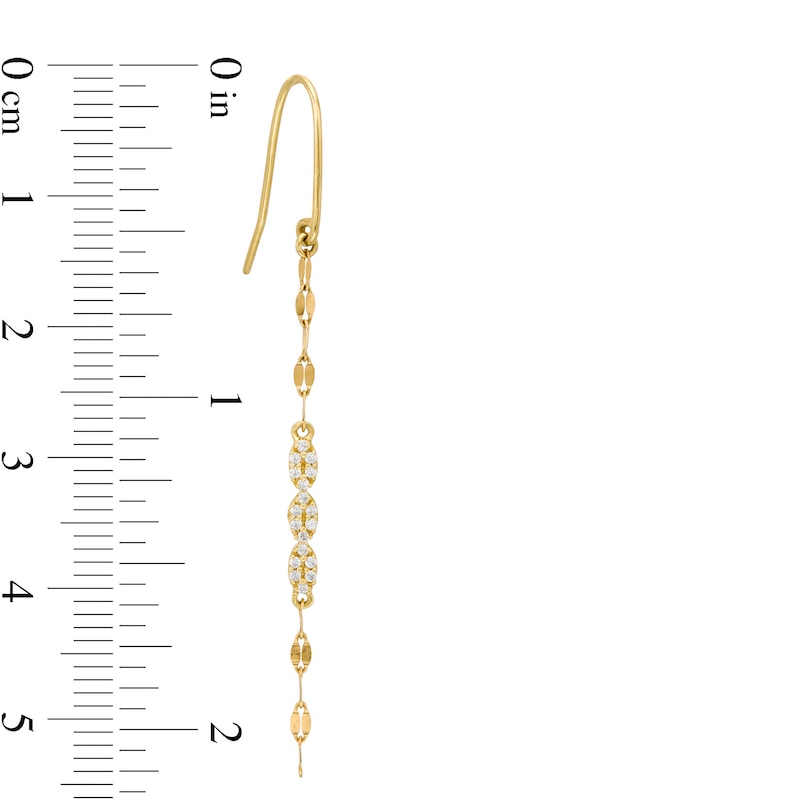 Main Image 3 of 1/6 CT. T.W. Diamond Chain Drop Earrings in 10K Gold
