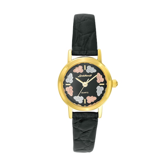 Black Hills Gold Men's Landstrom's Gold-Tone Strap Watch with Black Dial (Model: G L09250)