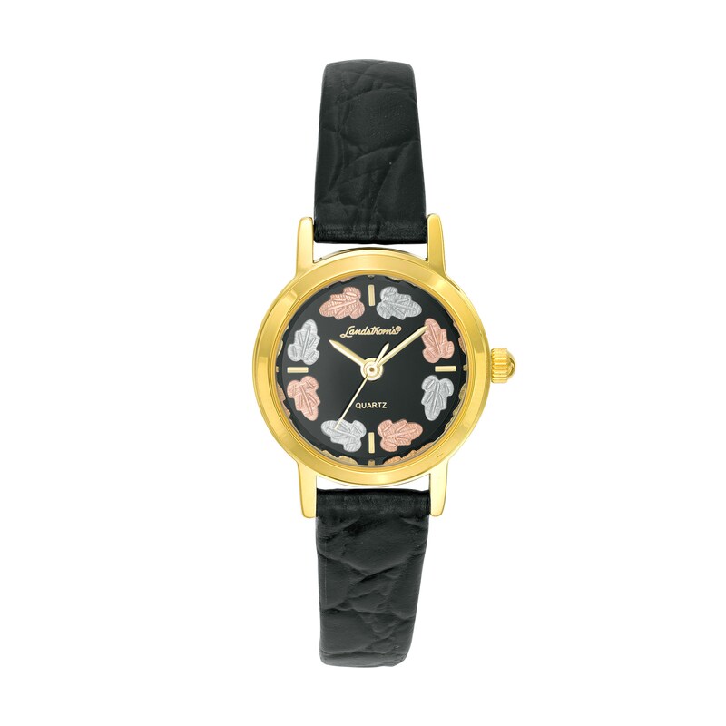 Main Image 1 of Black Hills Gold Men's Landstrom's Gold-Tone Strap Watch with Black Dial (Model: G L09250)