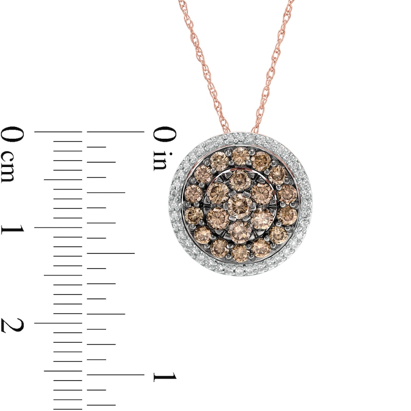 Main Image 3 of 1 CT. T.W. Champagne and White Composite Diamond Frame Pendant in 10K Rose Gold