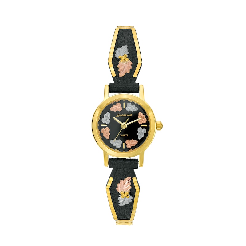 Main Image 1 of Black Hills Gold Ladies' Landstrom's Gold-Tone Expansion Band Watch with Black Dial (Model: G LL931009250)