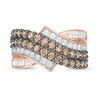 Thumbnail Image 4 of 2 CT. T.W. Champagne and White Diamond Multi-Row Crossover Ring in 10K Rose Gold