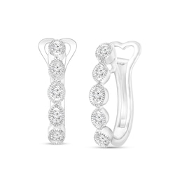 1/4 CT. T.W. Diamond Alternating Multi-Shape Vintage-Style Hoop Earrings in 10K White Gold
