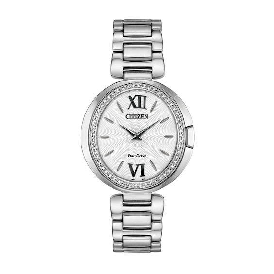 Ladies' Citizen Eco-Drive® Capella Diamond Accent Watch with Silver-Tone Dial (Model: Ex1500-52A)