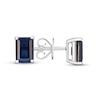 Thumbnail Image 1 of Emerald-Cut Lab-Created Blue Sapphire Solitaire Stud Earrings in Sterling Silver