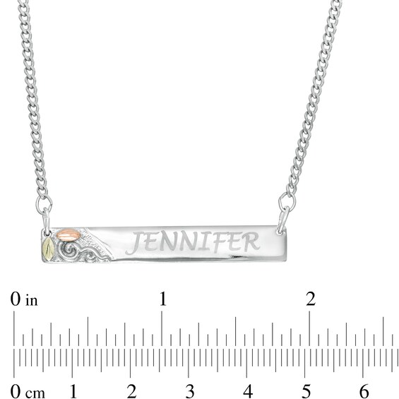 Black Hills Gold Engravable Bar Name Necklace in Sterling Silver (1