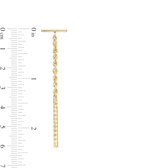 Diamond-Cut Bar and Rope Chain Drop Earrings in 10K Gold