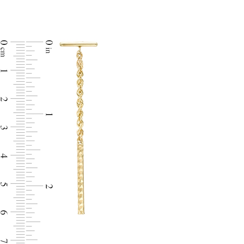 Main Image 3 of Diamond-Cut Bar and Rope Chain Drop Earrings in 10K Gold