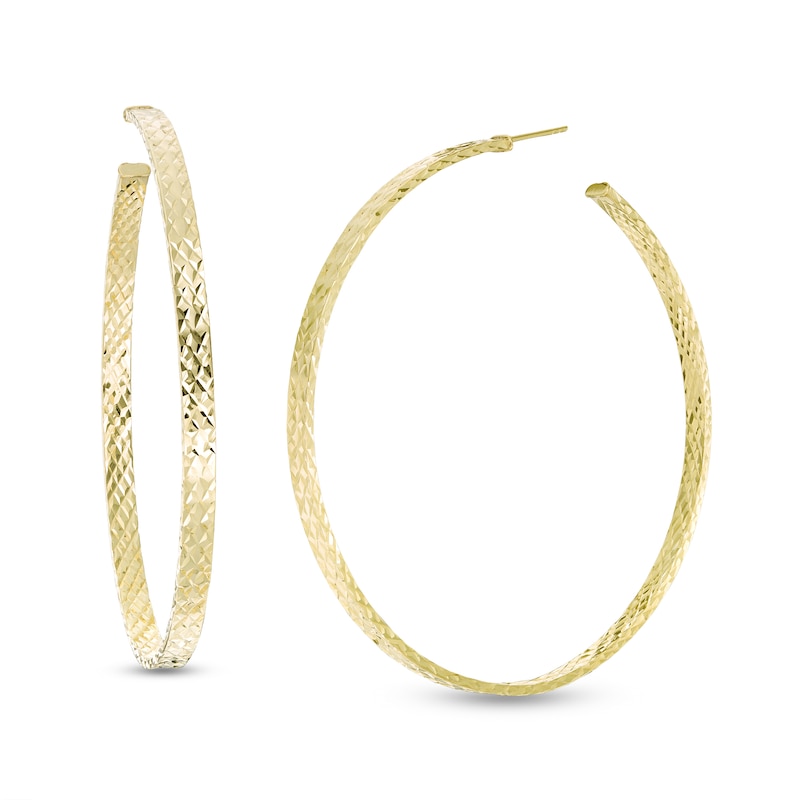 Main Image 1 of Made in Italy 60.0mm Diamond-Cut Hoop Earrings in 10K Gold