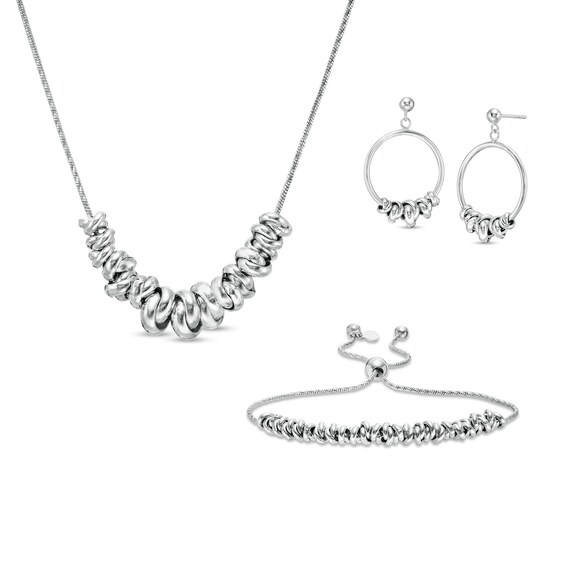 Made in Italy Three Piece Love Knot Cluster Set in Sterling Silver