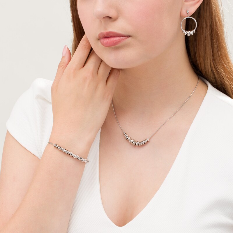 Main Image 2 of Made in Italy Three Piece Love Knot Cluster Set in Sterling Silver