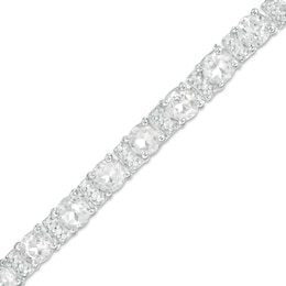 5.0mm White Topaz and Diamond Accent Line Bracelet in Sterling Silver - 7.5"