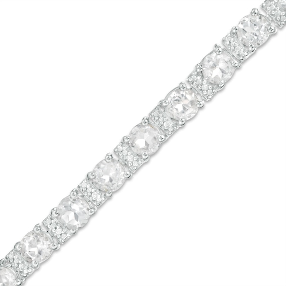 5.0mm White Topaz and Diamond Accent Line Bracelet in Sterling Silver - 7.5"