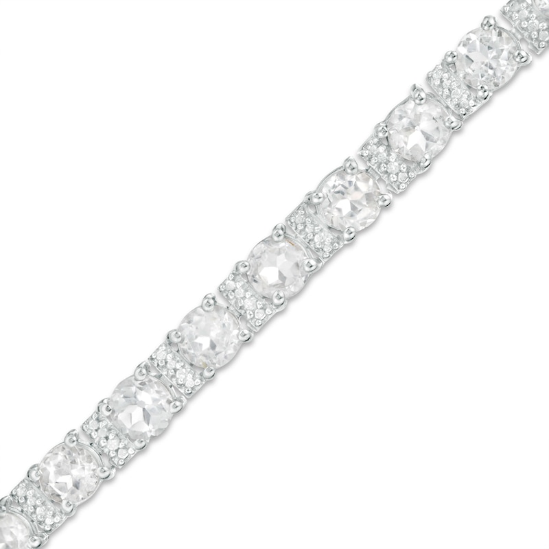 Main Image 1 of 5.0mm White Topaz and Diamond Accent Line Bracelet in Sterling Silver - 7.5"