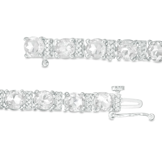 5.0mm White Topaz and Diamond Accent Line Bracelet in Sterling Silver - 7.5"