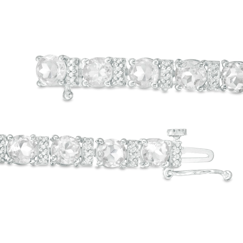 Main Image 3 of 5.0mm White Topaz and Diamond Accent Line Bracelet in Sterling Silver - 7.5"