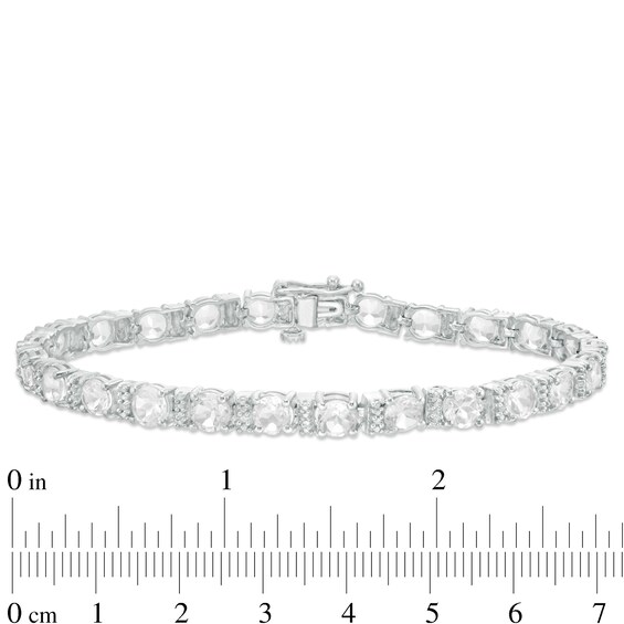 5.0mm White Topaz and Diamond Accent Line Bracelet in Sterling Silver - 7.5"