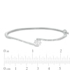 Thumbnail Image 2 of Sideways Oval Lab-Created White Sapphire and 1/20 CT. T.W. Diamond Bypass Bangle in Sterling Silver