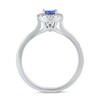 5.0mm Tanzanite and 1/4 CT. T.W. Diamond Frame Ring in Sterling Silver - Size 7