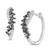 Thumbnail Image 1 of 1/2 CT. T.W. Enhanced Black and White Diamond Scatter Twist Hoop Earrings in 10K White Gold
