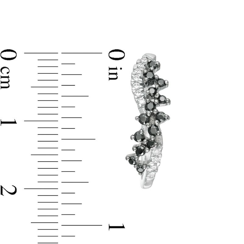 Main Image 3 of 1/2 CT. T.W. Enhanced Black and White Diamond Scatter Twist Hoop Earrings in 10K White Gold