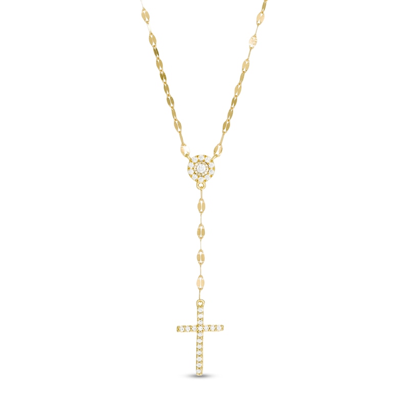 1/5 CT. T.W. Diamond Frame Cross "Y" Necklace in 10K Gold