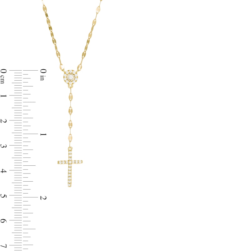 1/5 CT. T.W. Diamond Frame Cross "Y" Necklace in 10K Gold