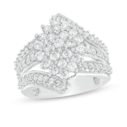 2 CT. T.W. Composite Diamond Bypass Waterfall Ring in 10K White Gold