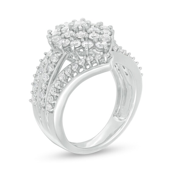 2 CT. T.w. Composite Diamond Bypass Waterfall Ring in 10K White Gold