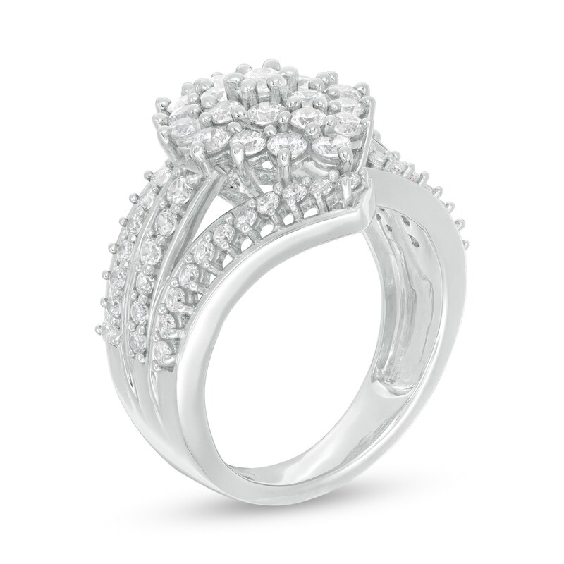 Main Image 3 of 2 CT. T.W. Composite Diamond Bypass Waterfall Ring in 10K White Gold
