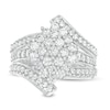 Thumbnail Image 4 of 2 CT. T.W. Composite Diamond Bypass Waterfall Ring in 10K White Gold