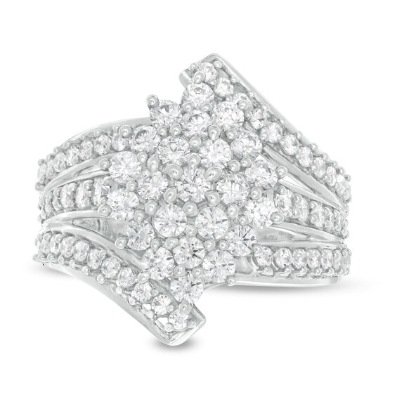 2 CT. T.w. Composite Diamond Bypass Waterfall Ring in 10K White Gold