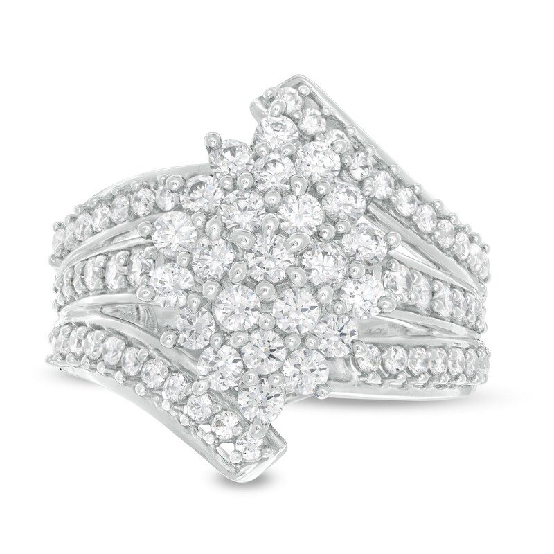 Main Image 4 of 2 CT. T.W. Composite Diamond Bypass Waterfall Ring in 10K White Gold