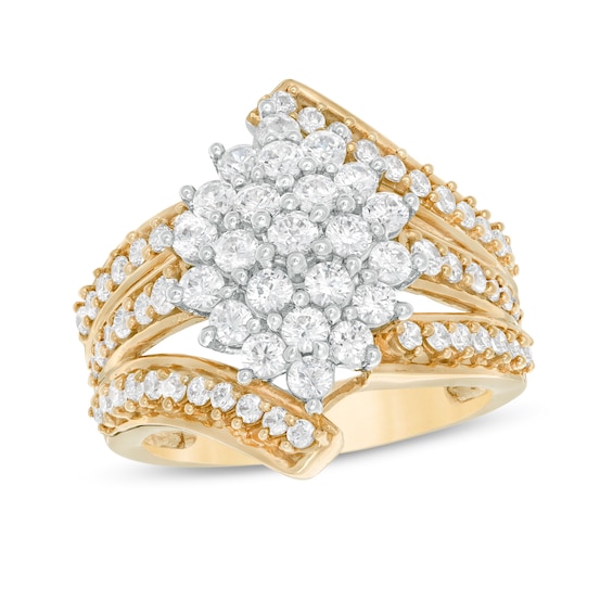 2 CT. T.w. Composite Diamond Bypass Waterfall Ring in 10K Gold