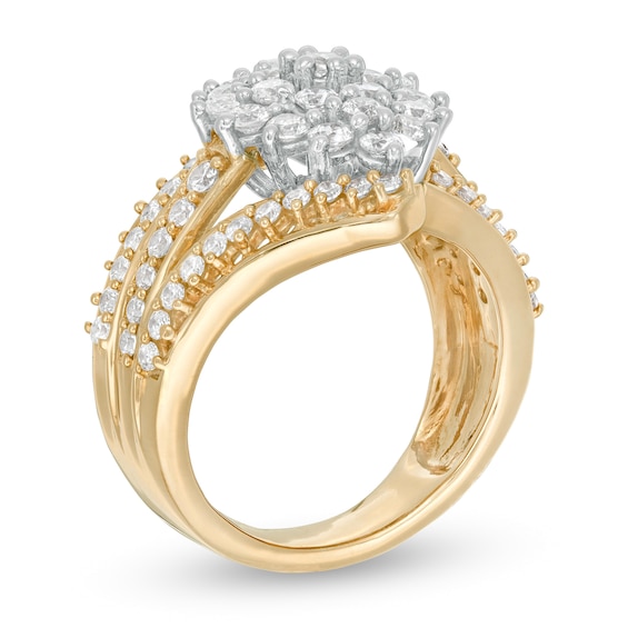 2 CT. T.w. Composite Diamond Bypass Waterfall Ring in 10K Gold