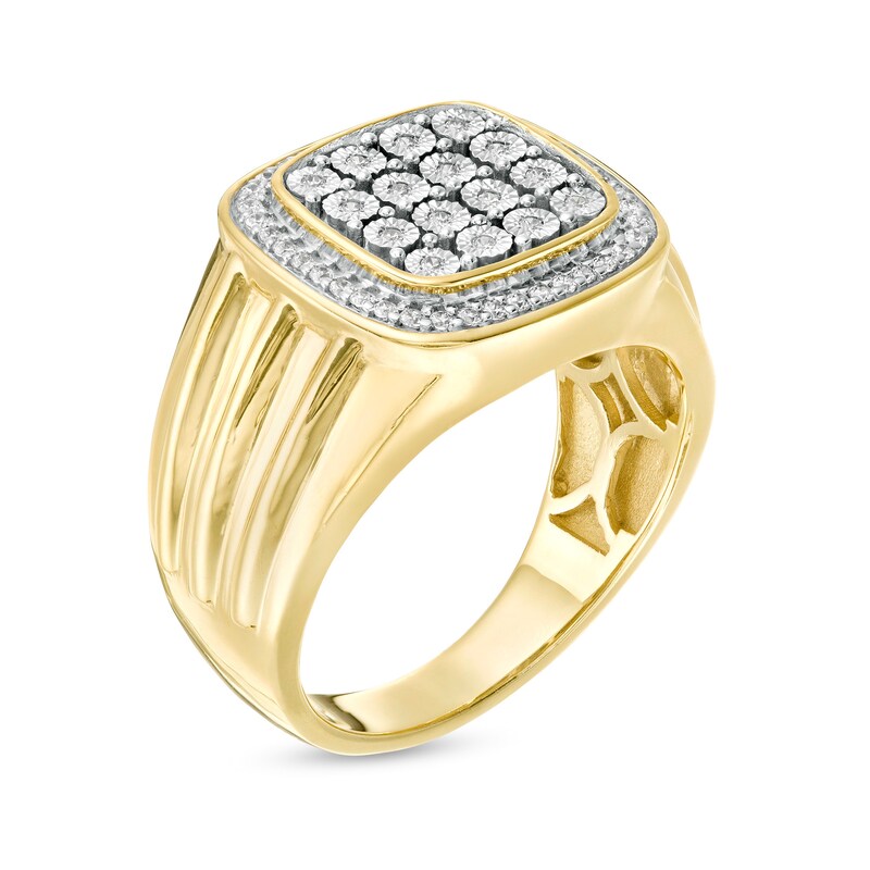 Men's 1/4 CT. T.W. Composite Diamond Cushion Frame Ring in 10K Gold