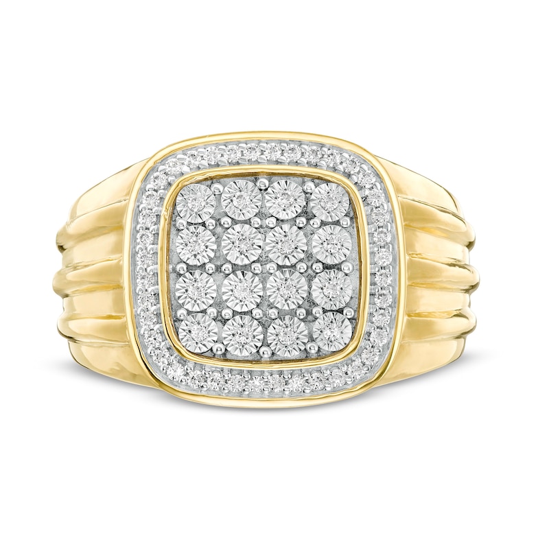 Men's 1/4 CT. T.W. Composite Diamond Cushion Frame Ring in 10K Gold