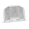 Thumbnail Image 1 of 1/3 CT. T.W. Diamond Multi-Row Geometric Ring in Sterling Silver
