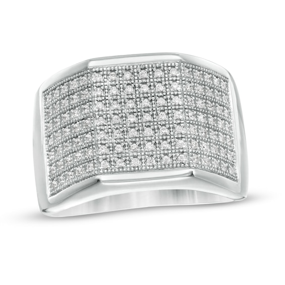 Men's 1/3 CT. T.w. Diamond Multi-Row Geometric Ring in Sterling Silver
