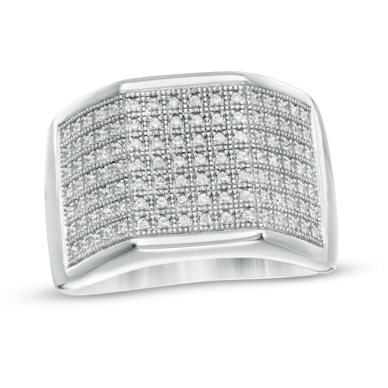 1/3 CT. T.w. Diamond Multi-Row Geometric Ring in Sterling Silver