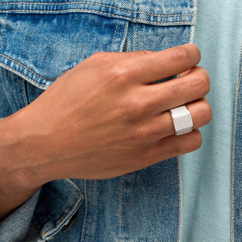Main Image 2 of 1/3 CT. T.W. Diamond Multi-Row Geometric Ring in Sterling Silver
