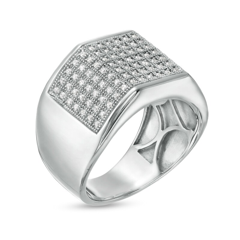 Main Image 3 of 1/3 CT. T.W. Diamond Multi-Row Geometric Ring in Sterling Silver
