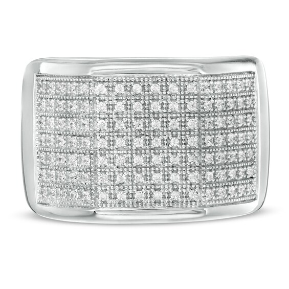 1/3 CT. T.w. Diamond Multi-Row Geometric Ring in Sterling Silver