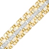 Thumbnail Image 0 of Men's 1/2 CT. T.W. Diamond Multi-Row Link Bracelet in Sterling Silver with 14K Gold Plate - 8.5"