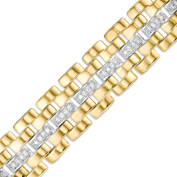 1/2 CT. T.w. Diamond Multi-Row Link Bracelet in Sterling Silver with 14K Gold Plate - 8.5"