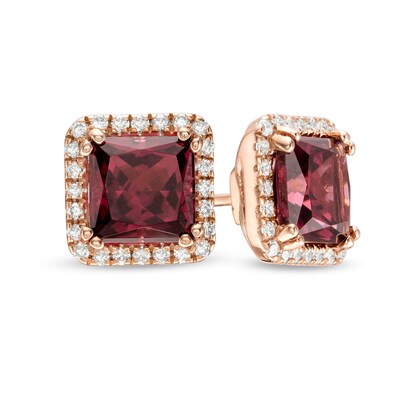 Rhodolite Garnet Rose Gold Post Earrings Rose Cut Garnet 14 Kt Rose Gold Studs Rose Cut Garnet Gold Studs Garnet Studs Pink Garnet