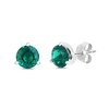 7.0mm Lab-Created Emerald Solitaire Stud Earrings in Sterling Silver